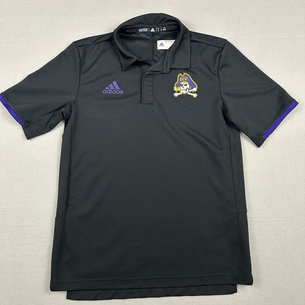 East Carolina Pirates Shirt Men Small Black Adidas Climalite Short Sleeve S